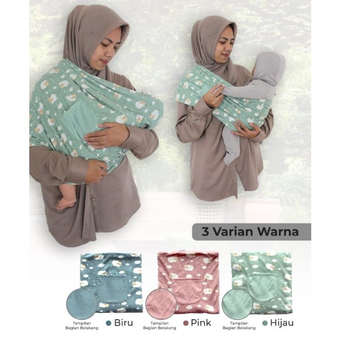 GEOS_DIALOGUE Baby | Gendongan Kaos Instan Motif + SAKU Bayi Sling ( MOTIF RANDOM ) kode 4292-4297