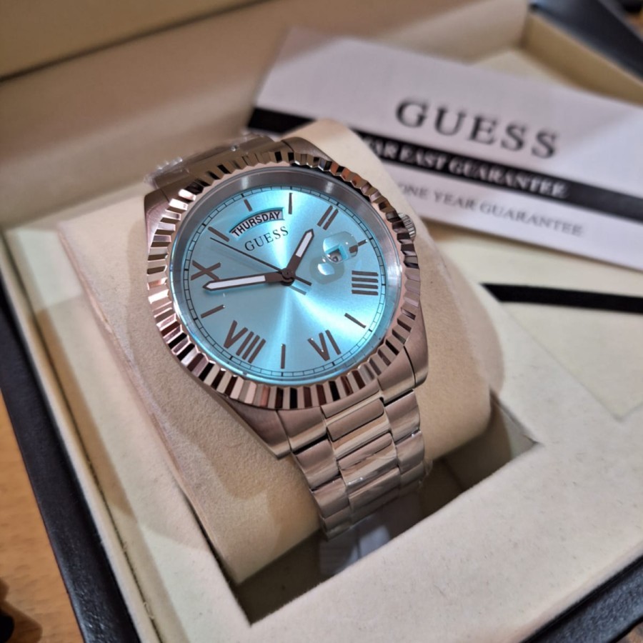 JAM TANGAN PRIA GUESS GW0265G11 SILVER CONNOISSEUR ORIGINAL