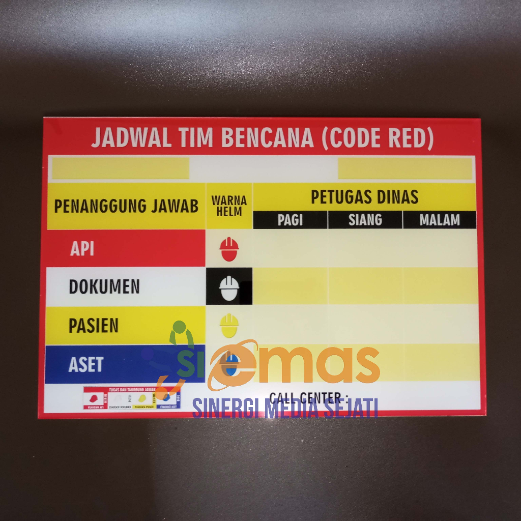 Papan Akrilik Code Red ukuran 31.5 cm x  46.5 cm  custom logo | custom Acrylic Code Red | Akrilik K3