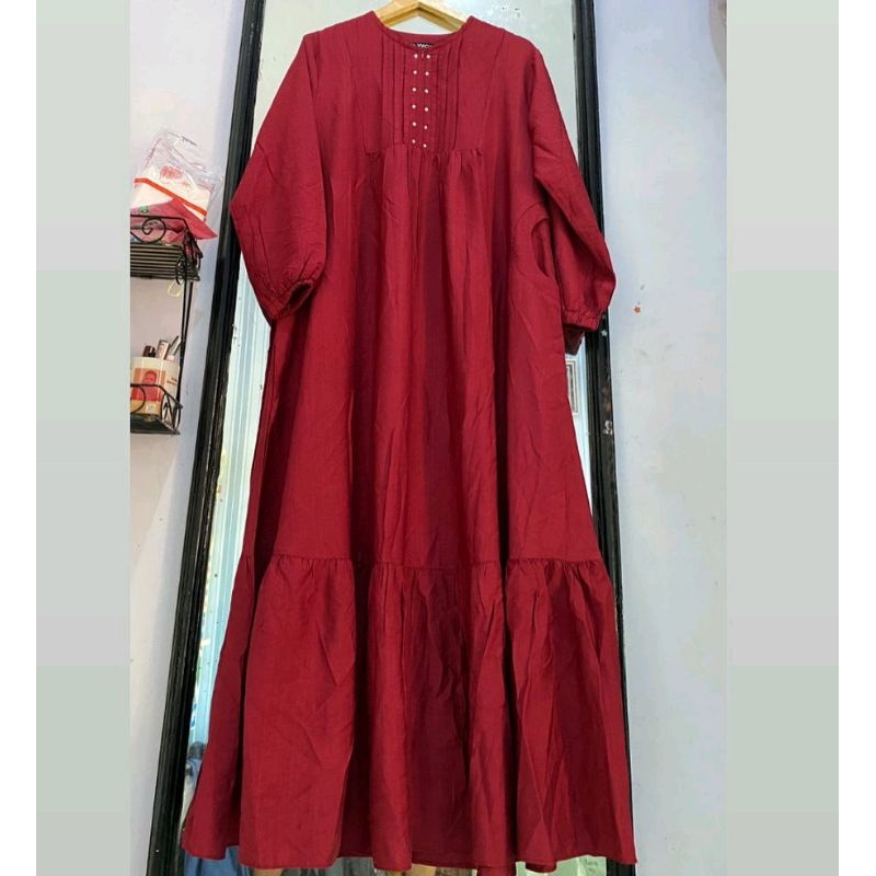 Gamis Maroon Mutiara Virgo Collection
