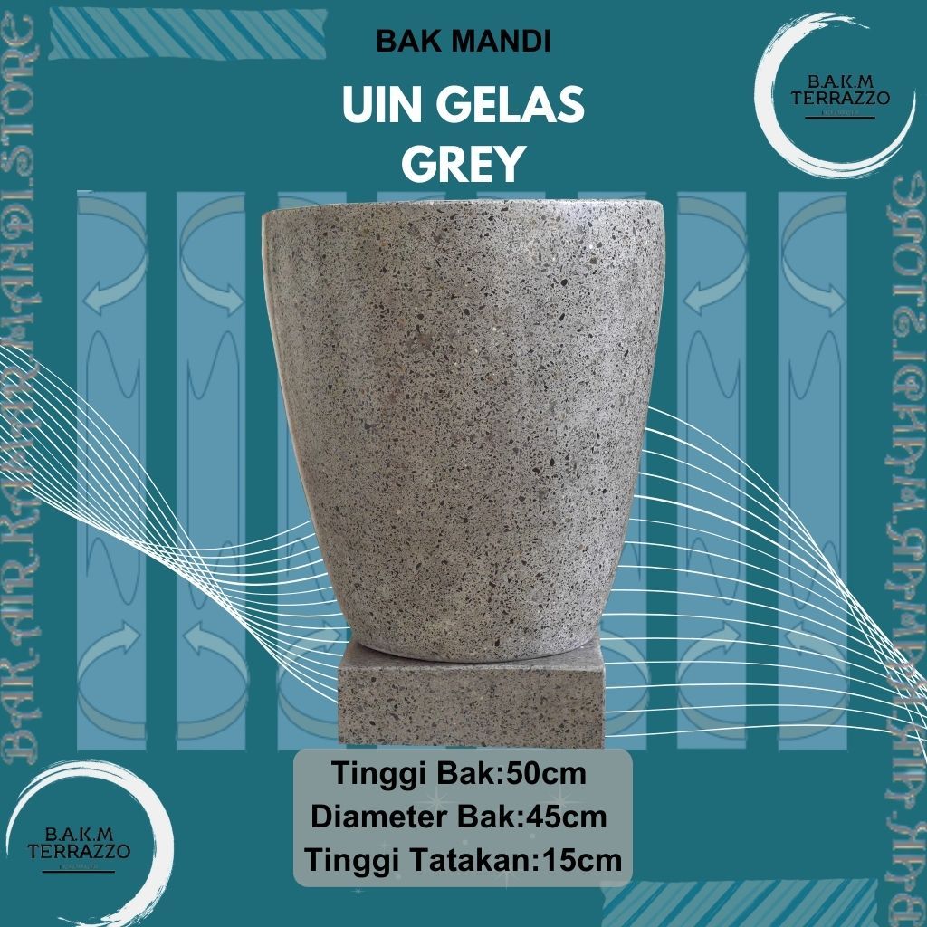 BAK AIR KAMAR MANDI | BAK MANDI TERRAZZO UNIK GENTONG MINIMALIS MARMER/GRANIT TIPE UIN GELAS GREY