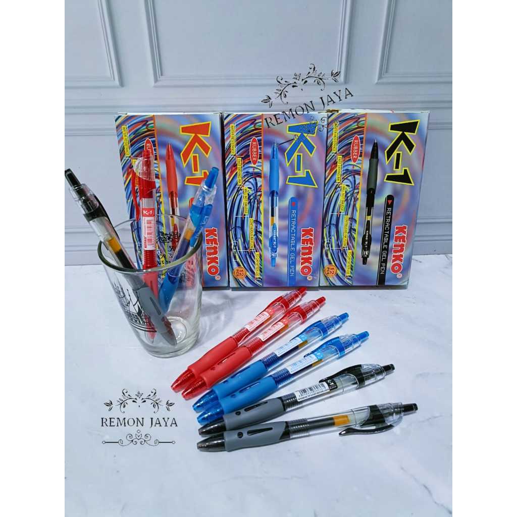 

Pulpen Gel Kenko K-1 0.5mm / Pen Gel cetek :Biru - Merah - Hitam (isi 12 pcs)