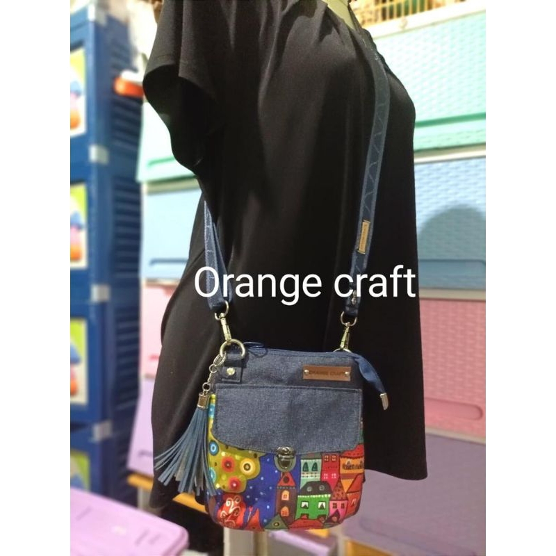 Tas handmade dari orange Craft bahan kanvas dan linen