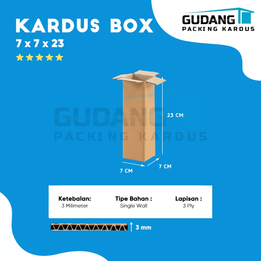 

Packing Kardus Karton Box Pindahan 7cm x 7cm x 23cm Box Polos