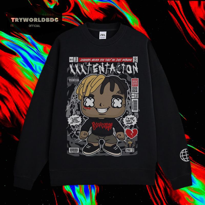 TRYWORLDBDG OFFICIAL "XXXTENTACION" CREWNECK | SWEATER | HOODIE | CREWNECK HITAM | CREWNECK XXXTENTA