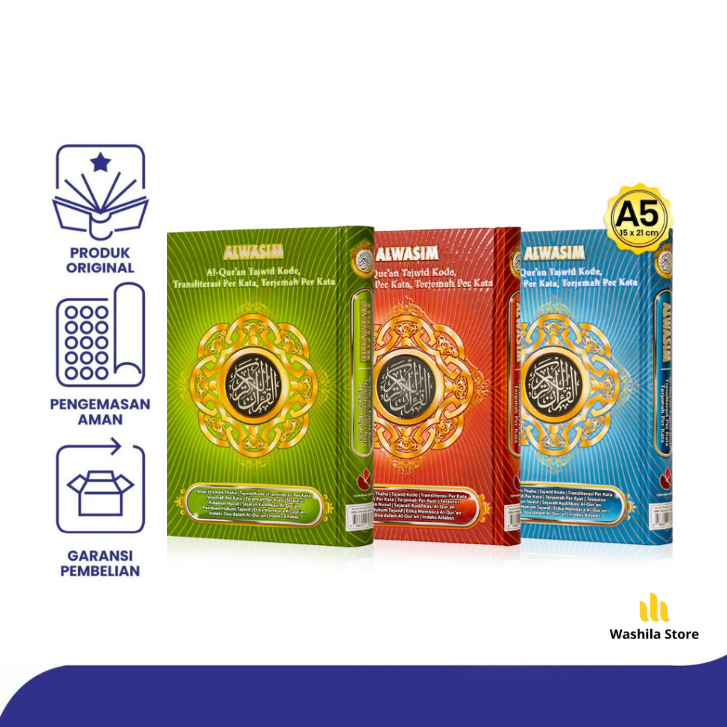 Al Quran A5  Al Wasim Terjemah Perkata latin Indonesia + Tajwid Kode Angka