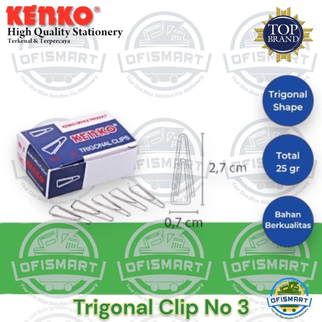 

Kenko Trigonal Clip Penjepit Kertas No. 3 | @1Box Kecil