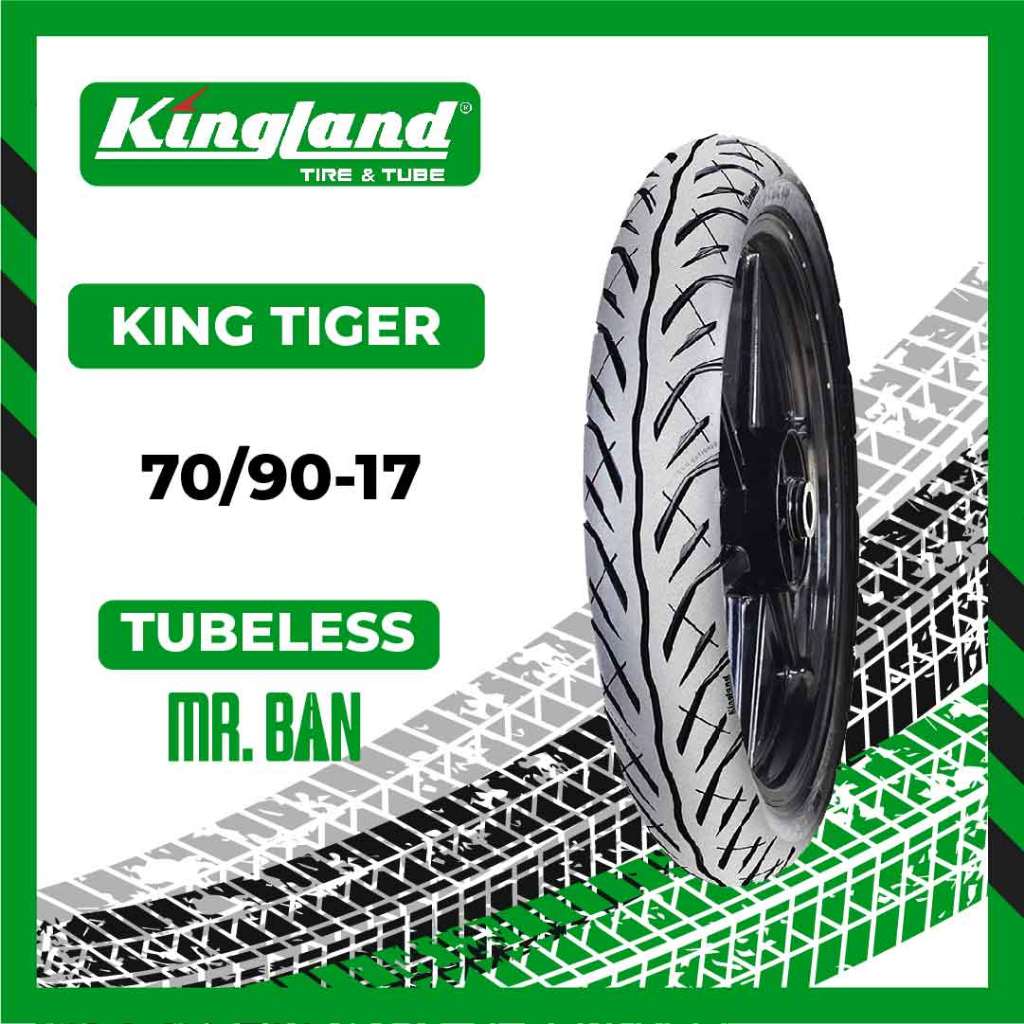 Ban Luar Motor Bebek Ring 17 King Tiger Kingland Ukuran 70/90-17 Tubeless TL 100% Original