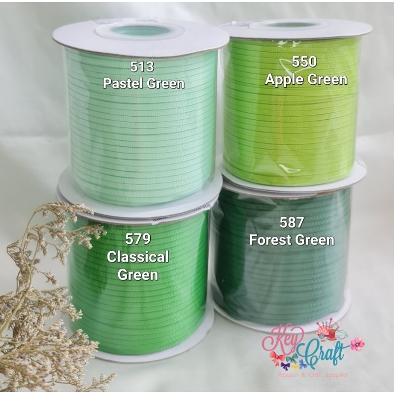 

(5yard)- Pita Grossgrain polos import size 0,3cm Green