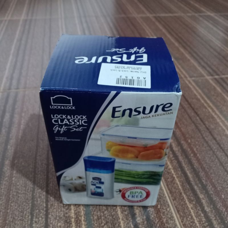 Lock n lock gift set 2 pcs/ lunch box 350ml + botol minum slim 300ml