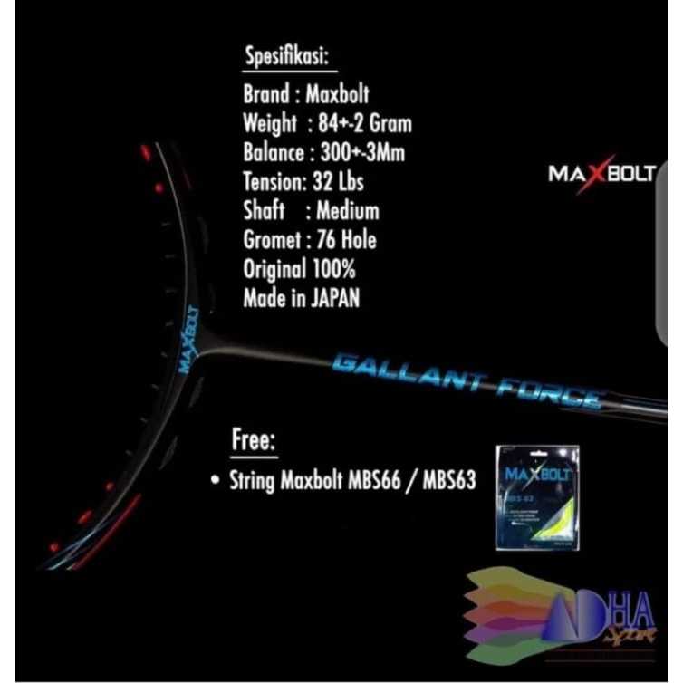 Raket Badminton Maxbolt Gallant Force Original Bulutangkis ADHA SPORT