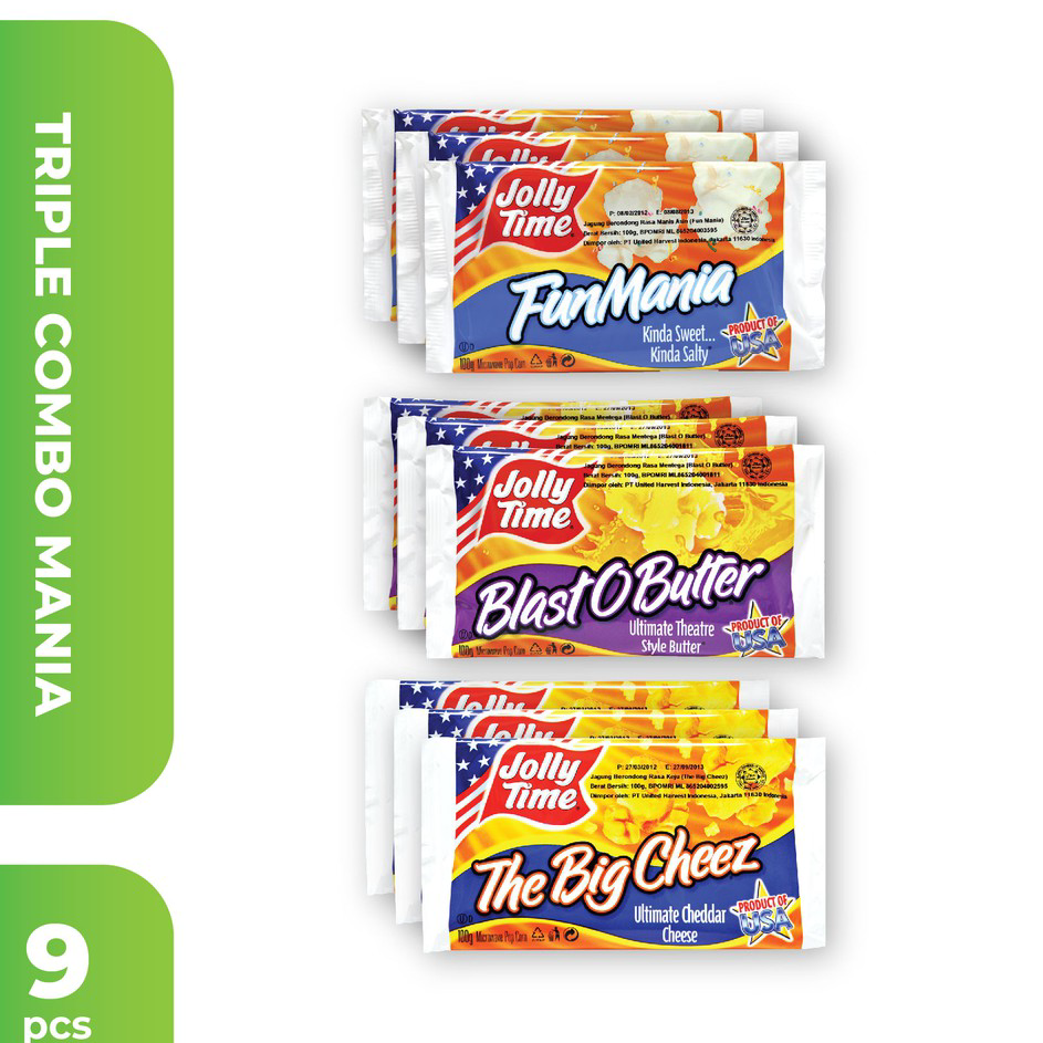

Kirim Sekarang Jolly Time Microwave Popcorn - Triple Combo (3BOB, 3TBC, 3FM)