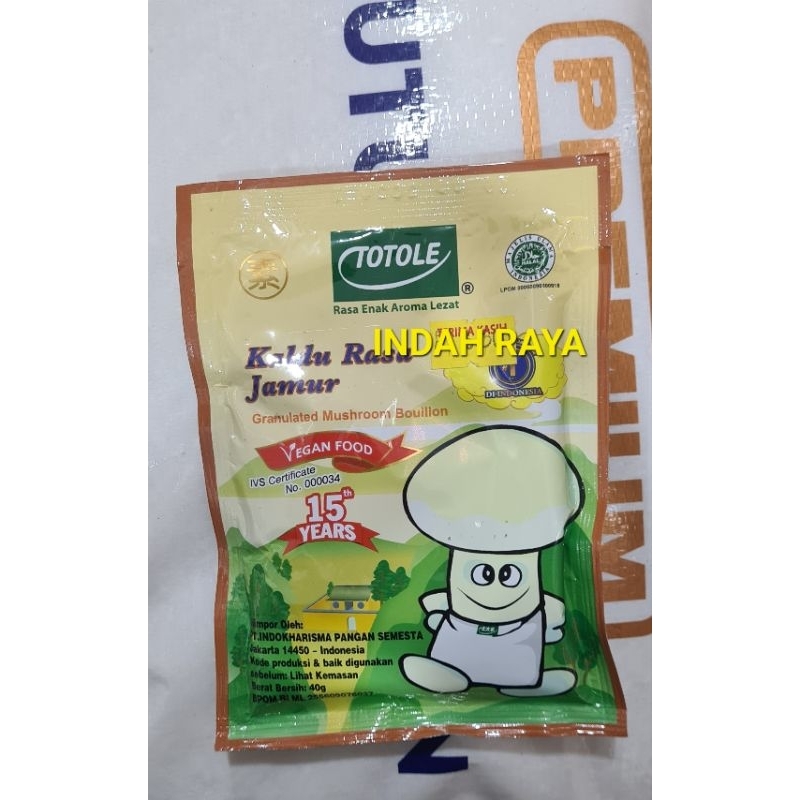 

Totole Kaldu Rasa Jamur 40gr / Penyedap Rasa Jamur Halal / Vegan Food