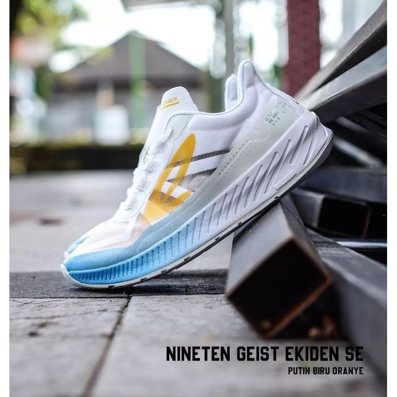 Sepatu Lari Running 910 NINETEN Original GEIST EKIDEN - White/Blue