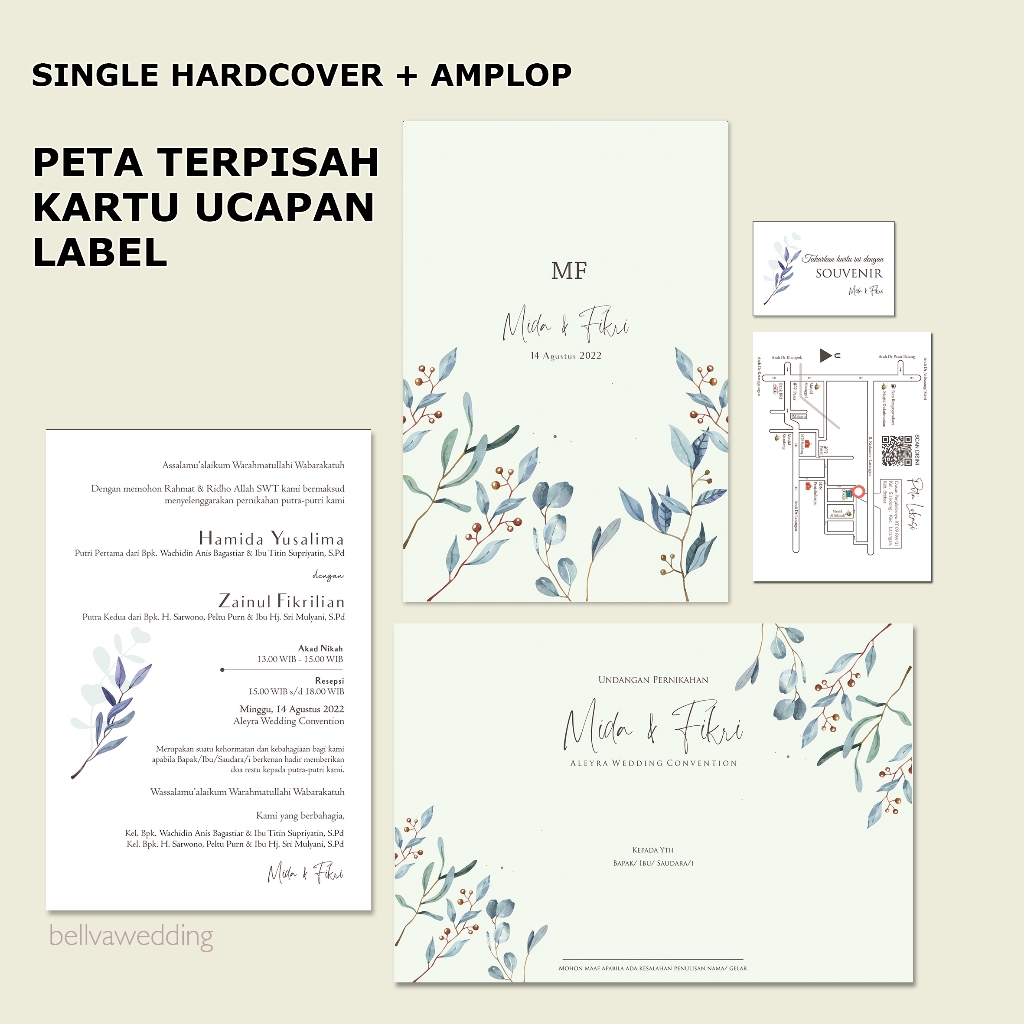 UNDANGAN PERNIKAHAN SINGLE HARD COVER / SOFT COVER DENGAN AMPLOP