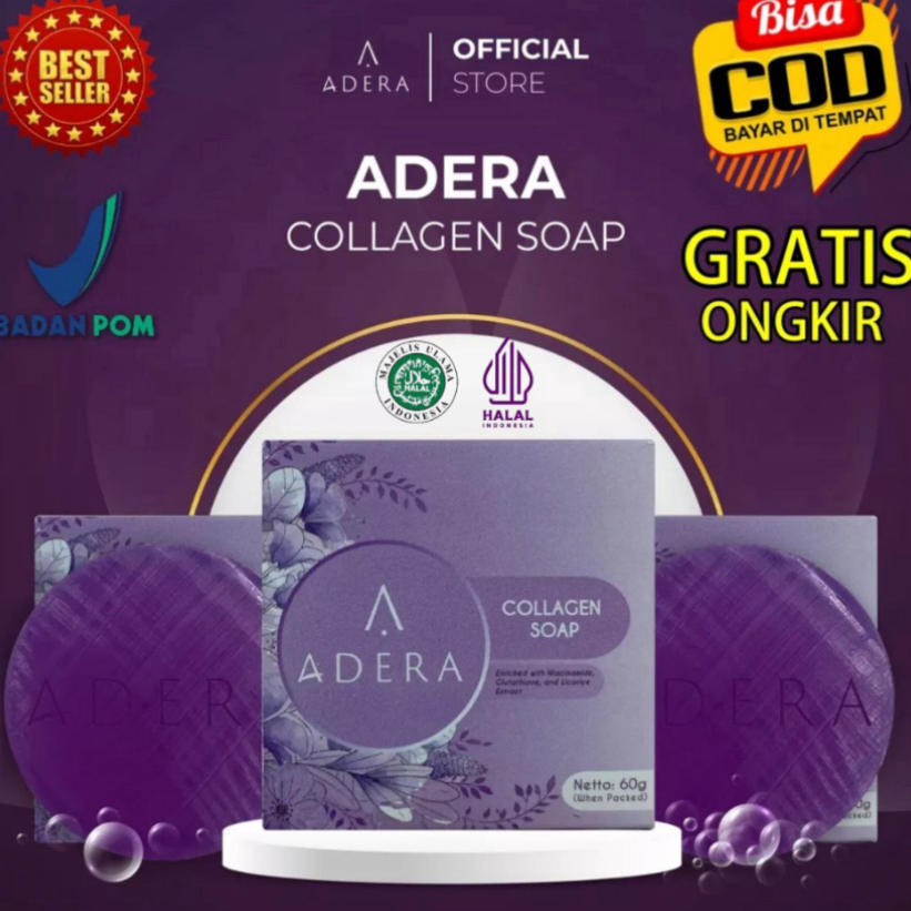 Ready Stok 【ORIGINAL 100% COD】ADERA COLLAGEN SOAP- Sabun Pemutih Wajah dan Badan Terbaik*BAYAR DIRUM