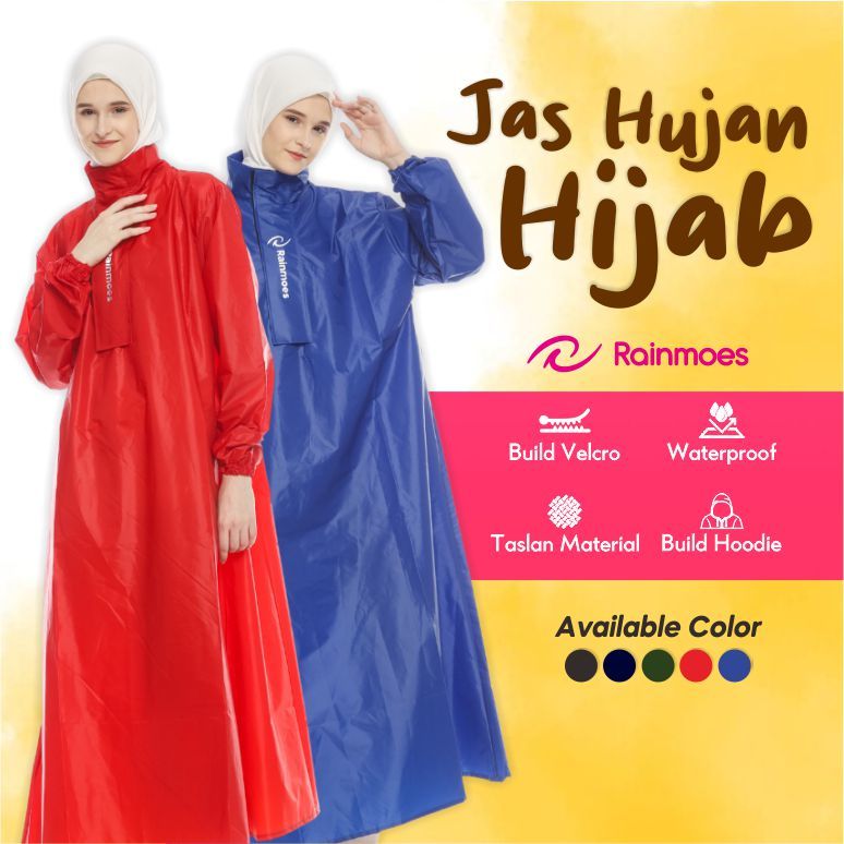 RAINMOES Jas Hujan Hijab Muslimah Syar'i Mantel Gamis Wanita Jumbo Premium Jaz Hujan Rok Jas Ujan Sy