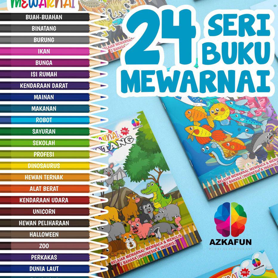 

Terlaris PAKET 24 BUKU MEWARNAI VOL 1 Full colour - buku mewarnai anak