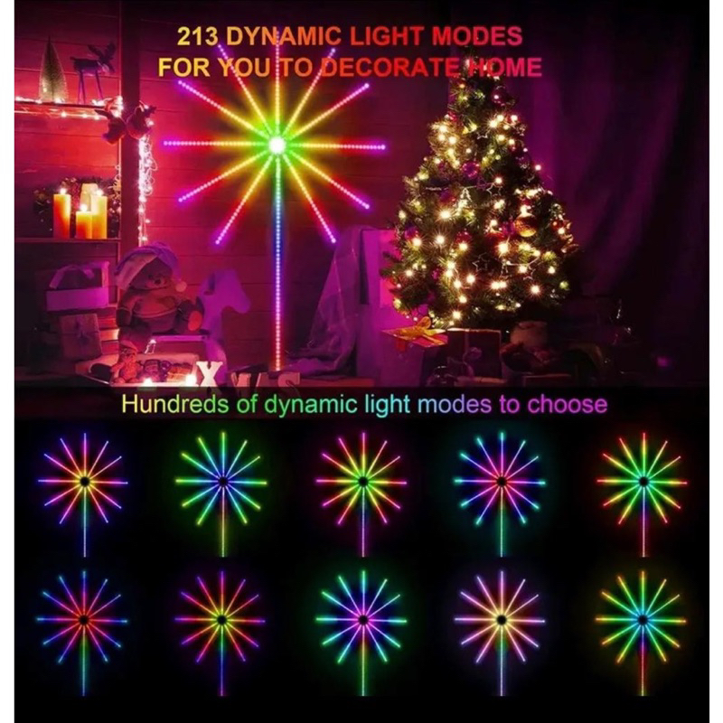 LAMPU STRIP LED KEMBANG API 5050 RGB BENTUK KEMBANG API DENGAN MUSIC UNTUK DEKORASI / LED 5050