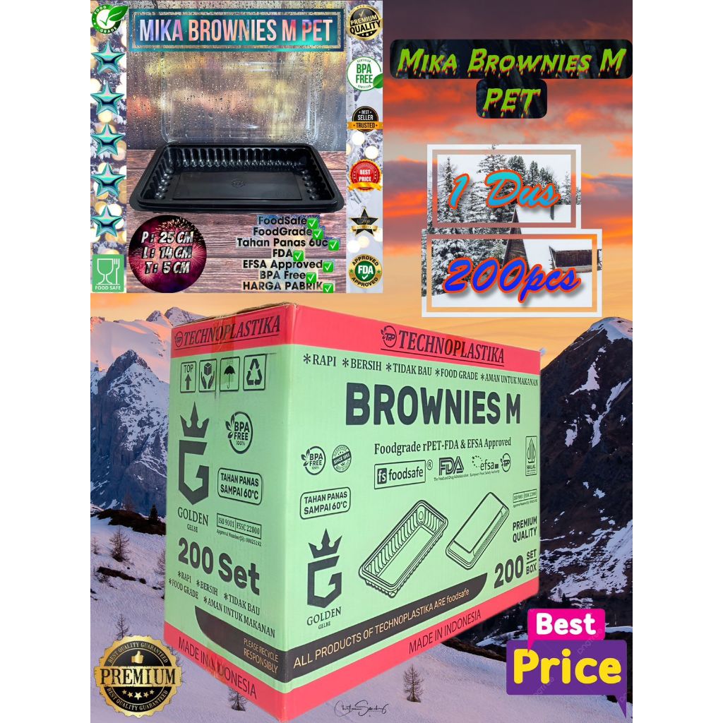 ISI 200pcs Mika Brownies M Mika Kue Brownis TECHNO Mika Plastik Brownies , Brownies Kukus , Brownies