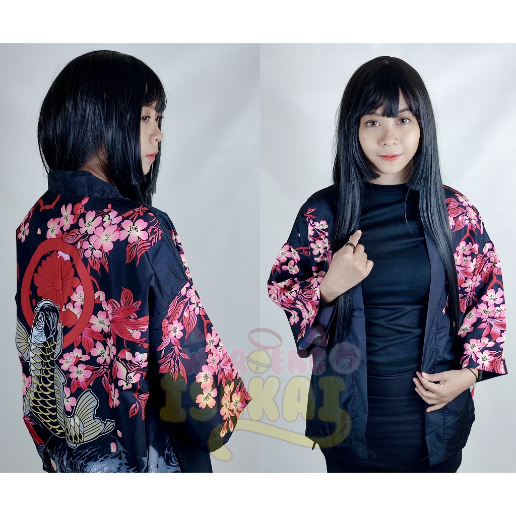 Kostum Jepang Haori Kimono Pendek Cardingan - Ikan Mas Bunga