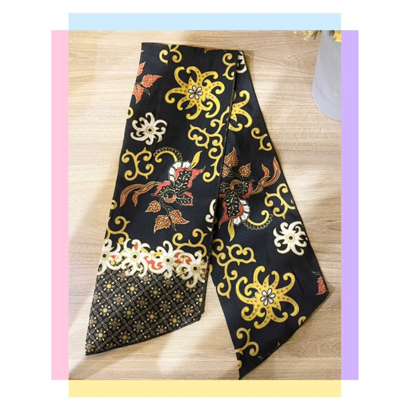 Syal batik hitam gold / Syal gold / Syal batik / Syal leher / Syal wanita