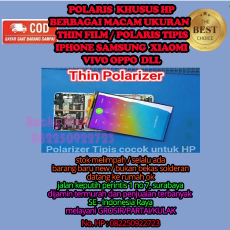 ☄️New event✨ Polarizer LEMBARAN Tipis 15 cm * 15 cm, 20 cm * 20 cm, 25 cm Polaris LCD Polariser untuk HP MURAH