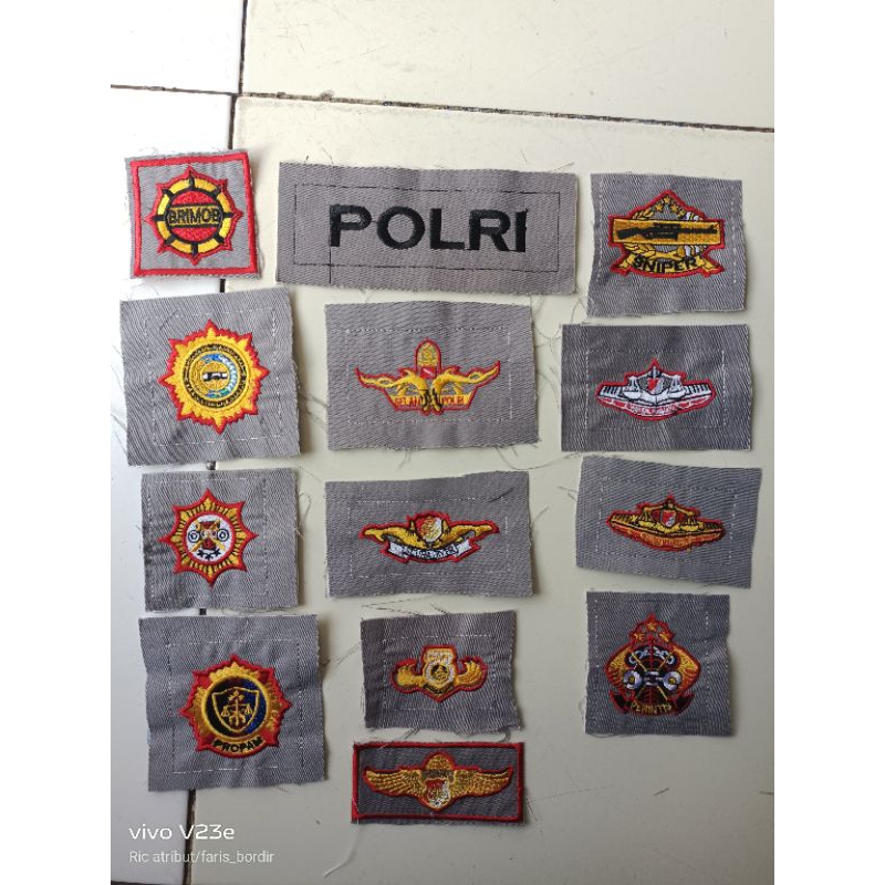 BED POLRI BORDIR LOGO BORDIR POLISI BET WING POLRI PATCH EMBLEM WING SELAM SAR SNIPER PENYIDIK PRINT
