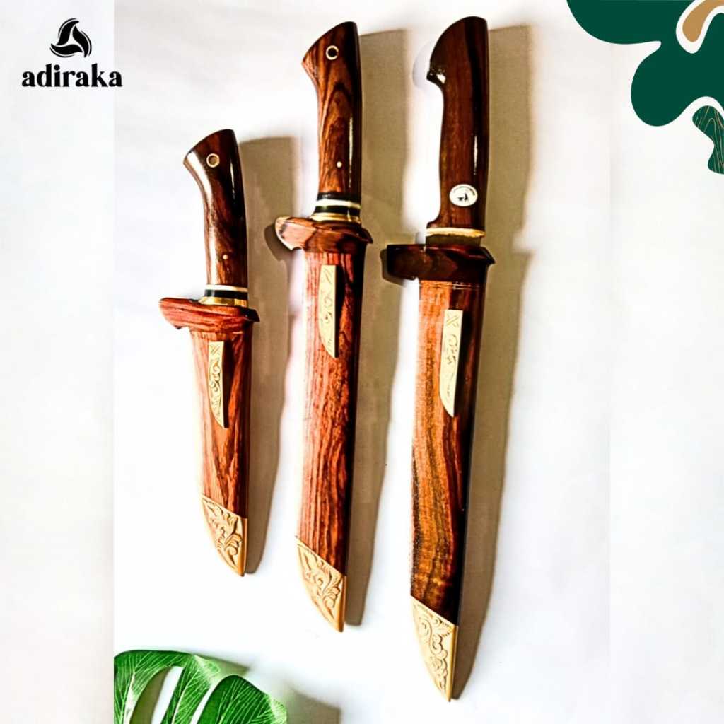 Pisau Sembelih Sonokeling Variasi Kayu Kopi UKIR / Perkakas Potong Kerja Petani Berkebun Asli Baja P