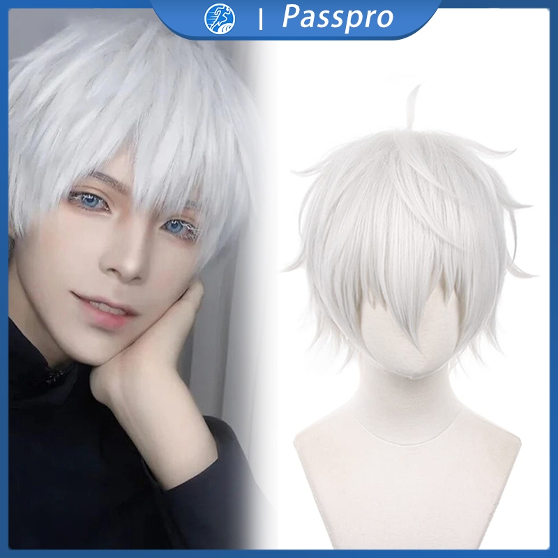 Wig Pendek Anime Jujutsu Kaisen Gojo Satoru Rambut Palsu Cosplay Anime