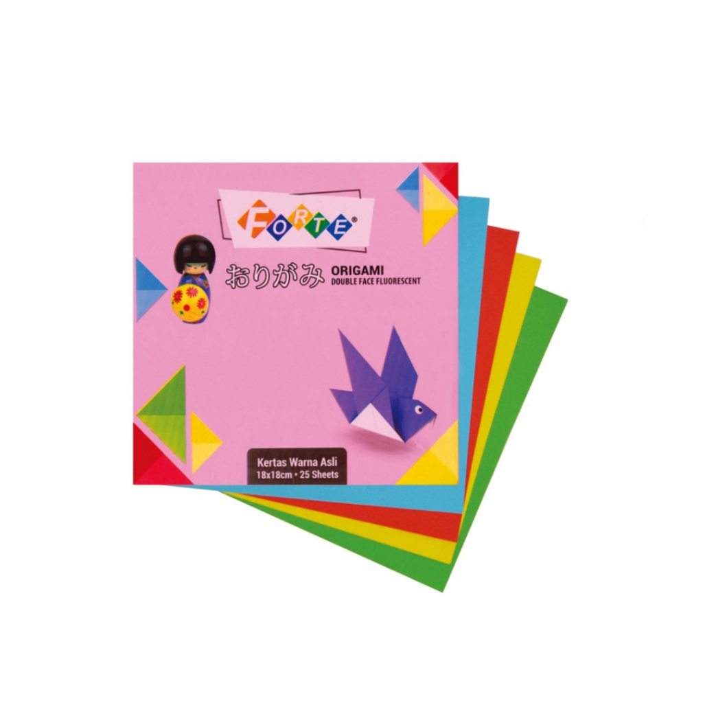 

[Forte] Origami Kertas Lipat Warna 2 sisi 18 x 18 cm - 25 lembar