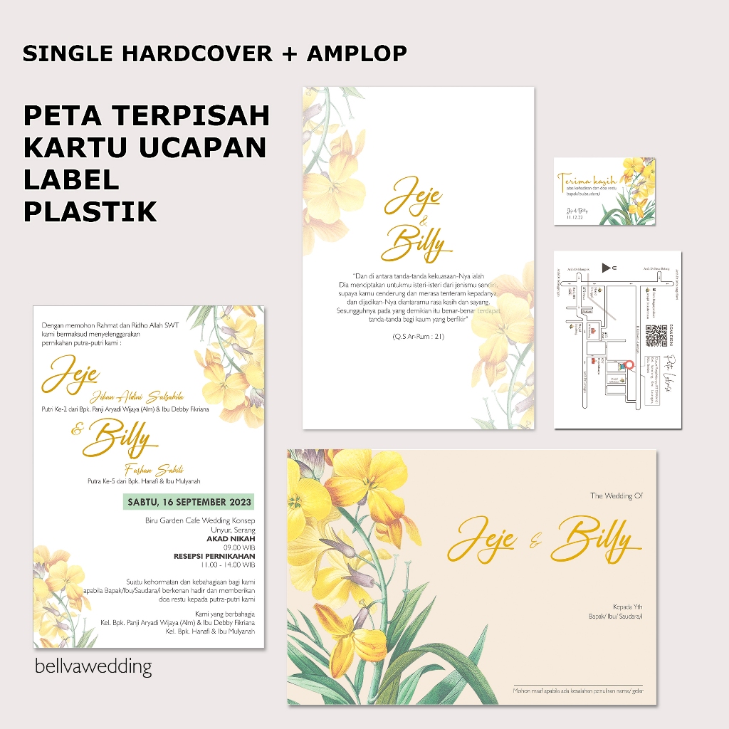 UNDANGAN SINGLE HARD COVER / SOFT COVER + AMPLOP
