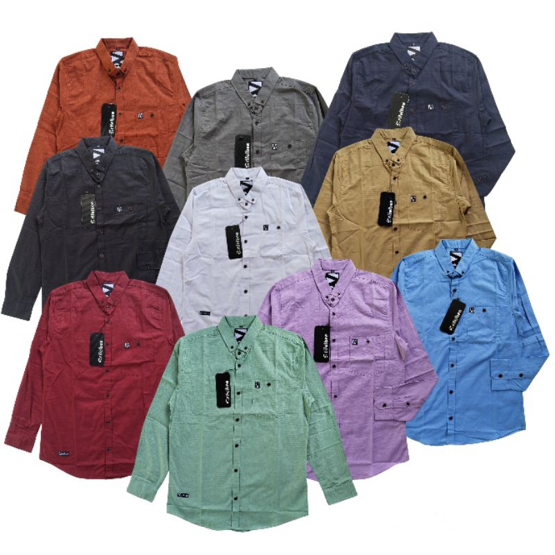 KEMEJA PRIA KEMEJA POLOS LENGAN PANJANG ATASAN KEMEJA DEWASA WARNA LILAC SAGE HITAM