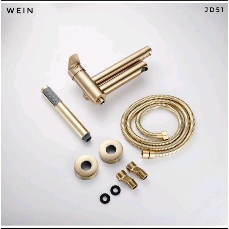 Kran bathtub panas dingin gold model geser, kran mandi gold