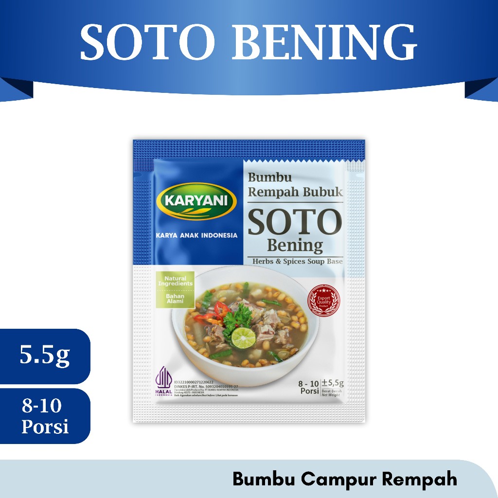 

KARYANI BUMBU REMPAH CAMPUR BUBUK SOTO BENING 5,5 Gram