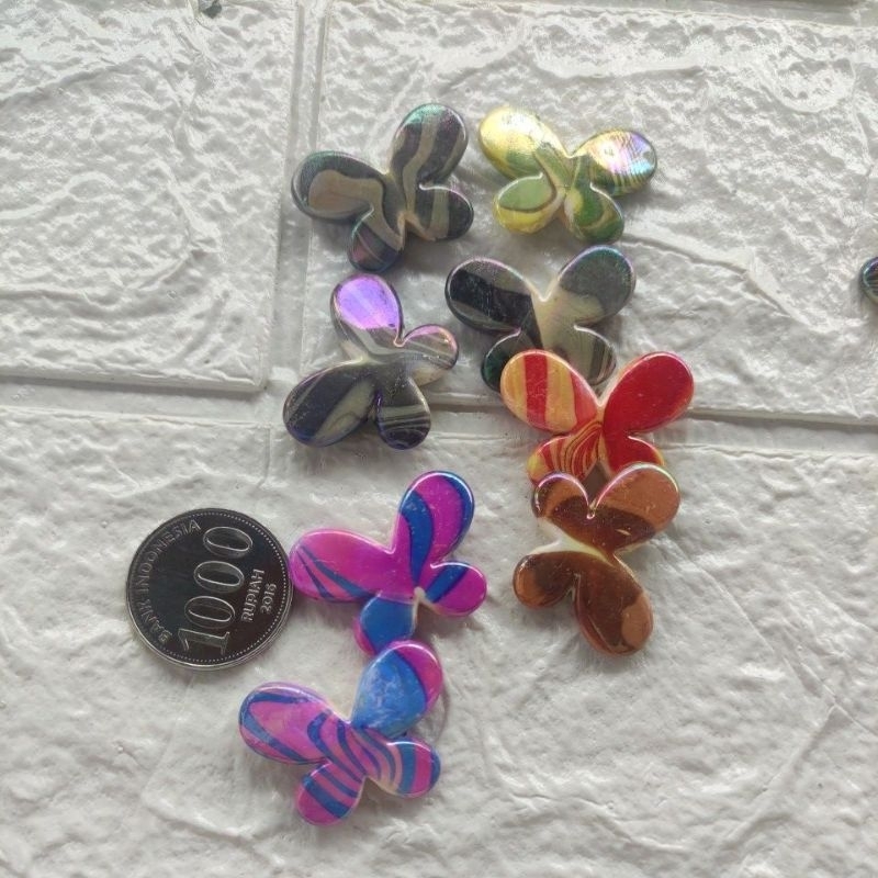 manik kupu kupu pelangi 6bh