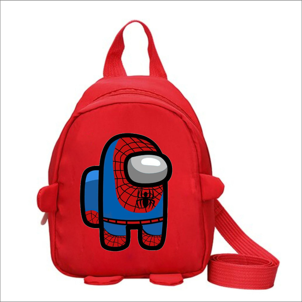 PVJ Tas Anak TK PAUD SD Tas Ransel Anak Motif Gambar Spiderman Among Us