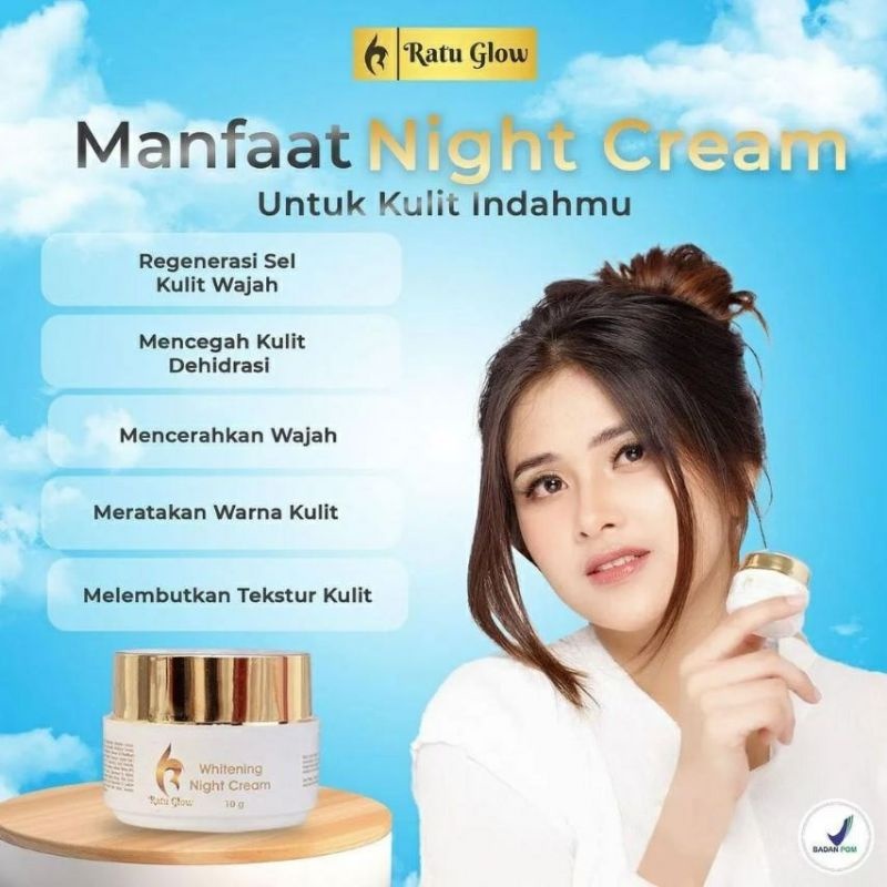 RATU GLOW NIGHT CREAM KRIM MALAM BRIGHTENING ACNE