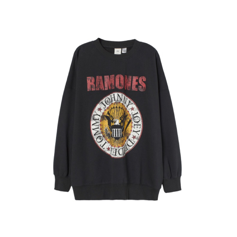 (11.11) Crewneck Sweater Hnm Ramones Sweatshirt Pria Wanita  H&M Full Tag