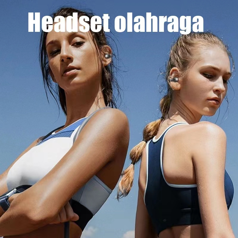 Headset Bluetooth Earphone Konduksi Tulang Anting-Anting Headphone Nirkabel Tahan Air TWS Earbud
