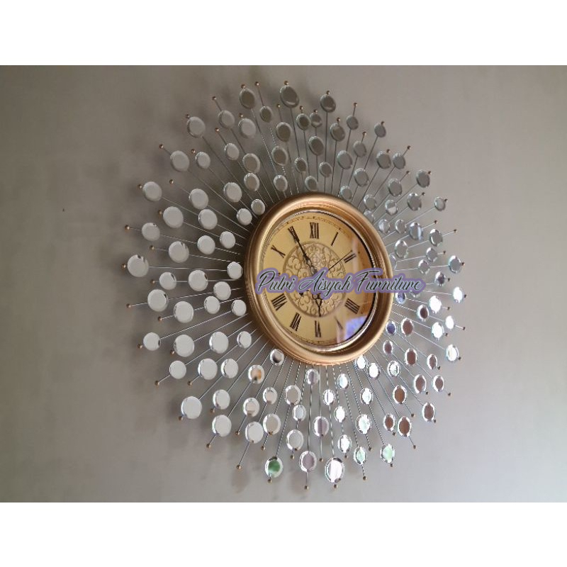 Jam Dinding Hias Model kaca full bevel cermin