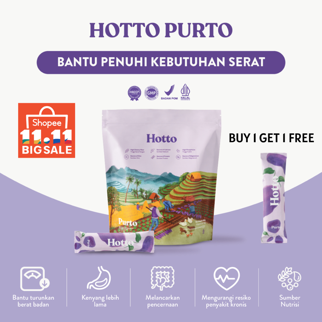 

12.12 BUY 1 GET 1 Hotto Purto Multigrain with Purple Potato 1 Pouch (16 Sachet)