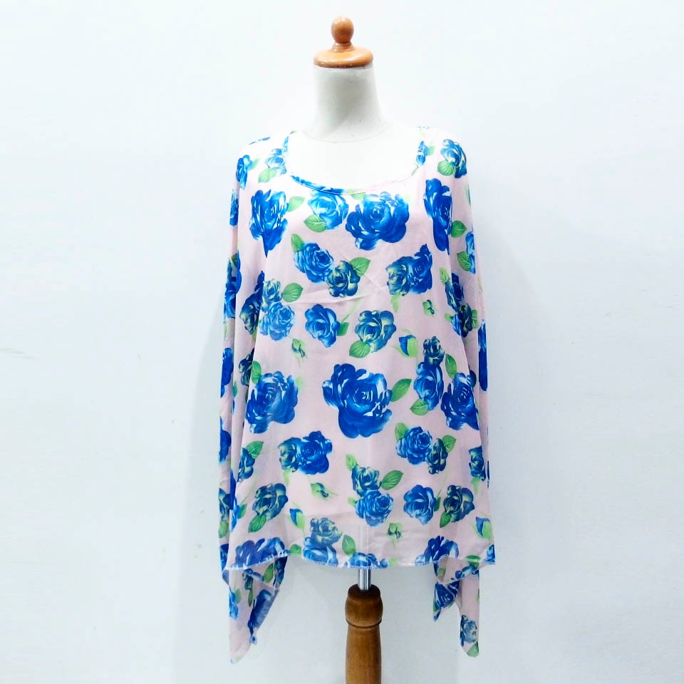 DX278 PINK SOFT FLORAL BATWING OVERSIZE