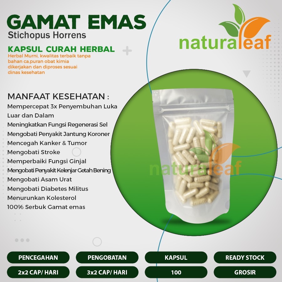 Kapsul Curah GAMAT EMAS Anti Aging Kesuburuan Pria Kanker 100 capsul