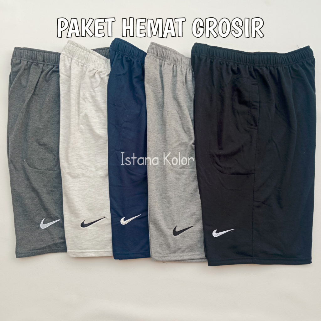 ( PAKET HEMAT 5 PCS ) Celana Pendek Pria Jumbo  / Celana Kolor Pendek / Celana Kaos Baby Terry / Cel