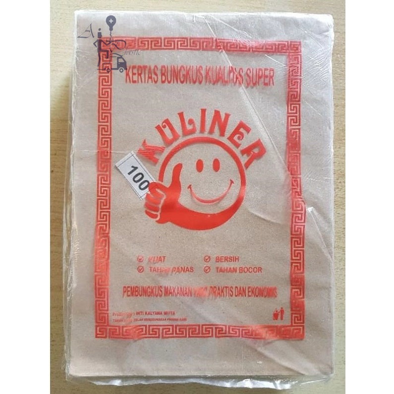 100 Lembar-Kertas Nasi Persegi Panjang Coklat / Kertas Bungkus Nasi Warteg Ukuran 27cm X 37cm AP