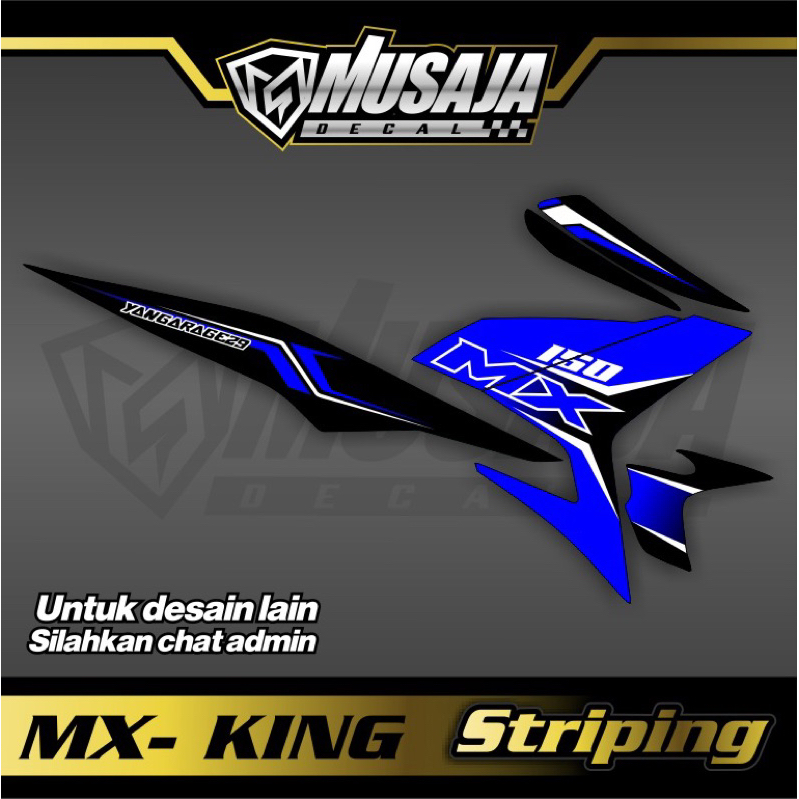 Decal Striping Mx King Transparan UV biru hitam lis putih non full body