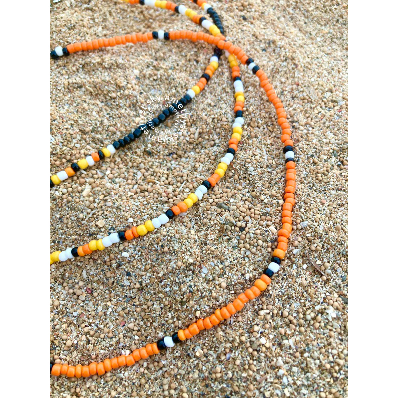 MULTICOLOR BEADED SURFER NECKLACE | KALUNG MANIK MOTE | BALI | UNISEX COWOK PRIA | AMETHYST SKY