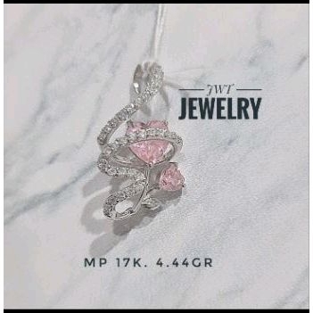 LIONTIN EMAS BATU ROYAL PINK HATI LOVE BUNGA FASHION CANTIK SEKALI