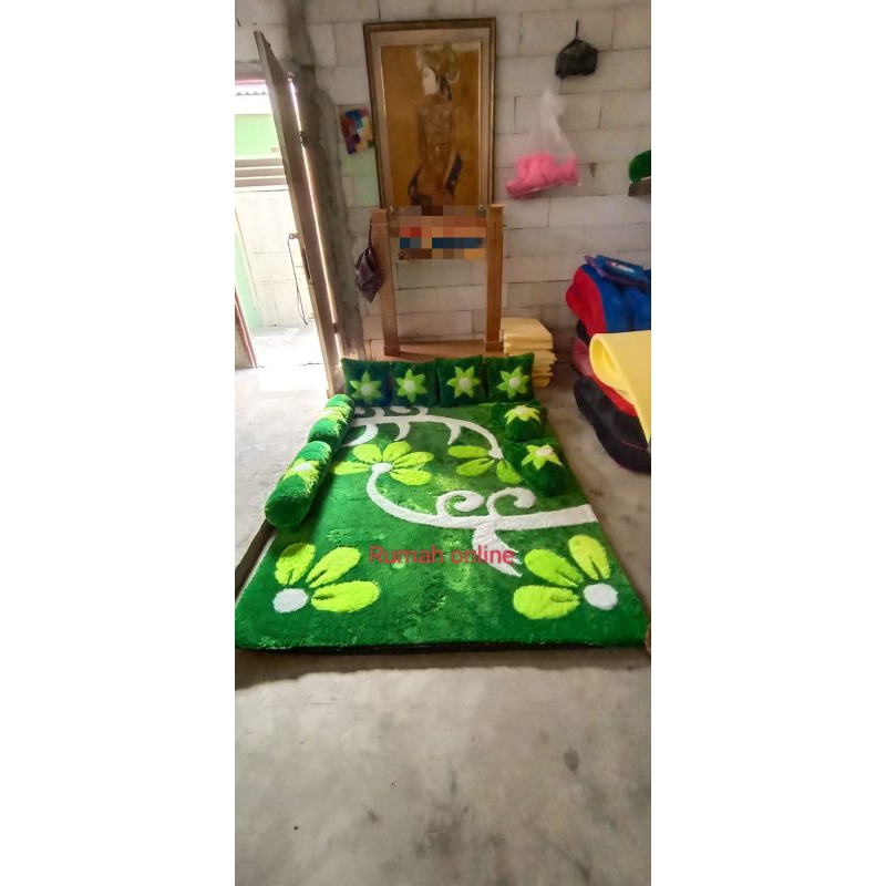 SURPET FULL SET BULU.KASUR BULU KARAKTER BUNGA.SURPET FULL SET .KASUR LANTAI MOTIF BUNGA.KARPET MOTI